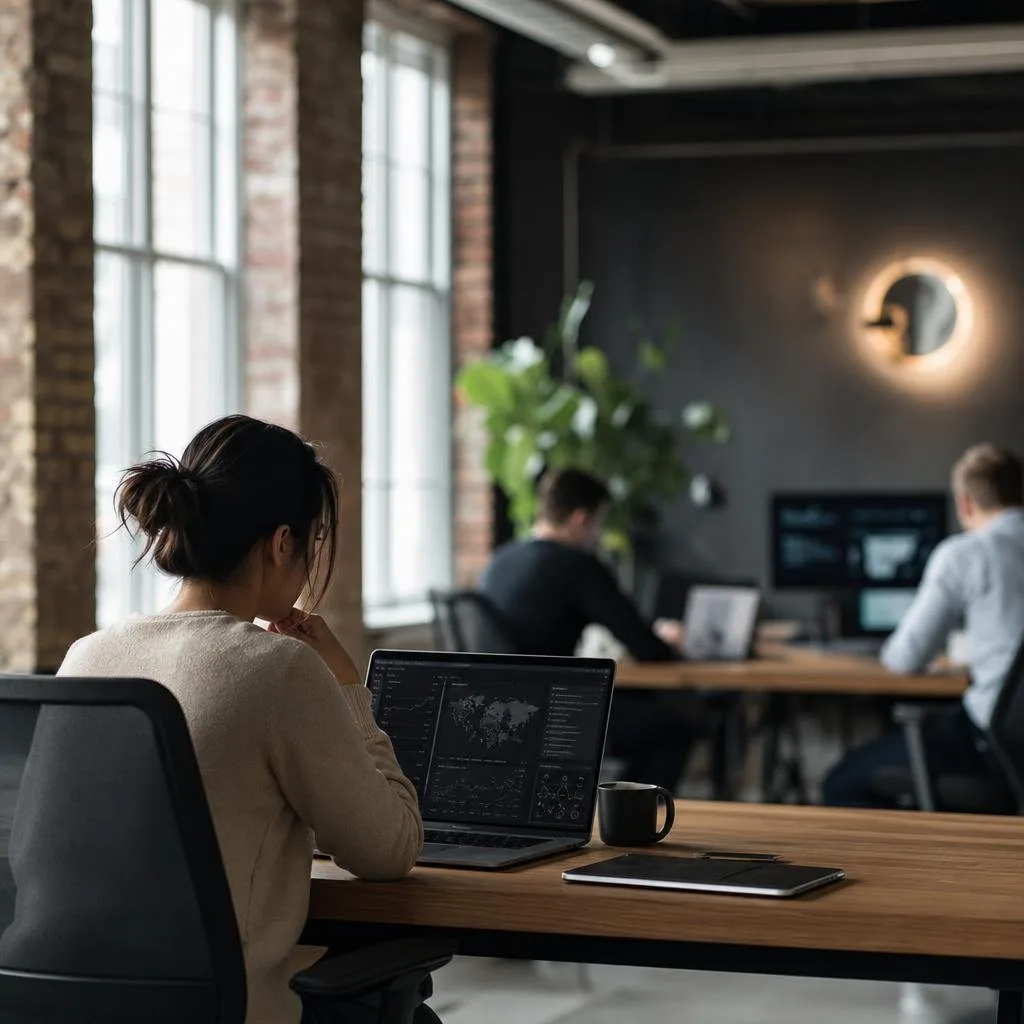 Security consultant reviewing code and network diagrams